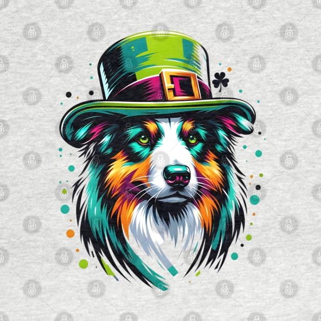 Australian Shepherd Celebrates Saint Patrick's Day Joy by ArtRUs